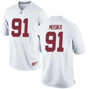 Youth Alabama Crimson Tide #91 Tevita Musika White Replica NCAA College Football Jersey 2403RHXE6